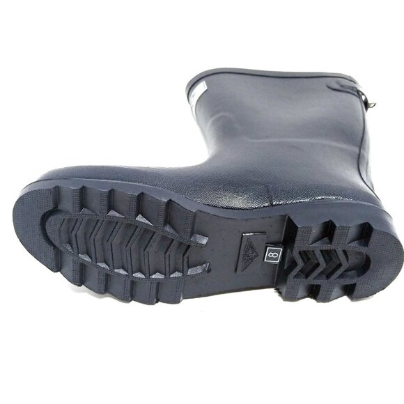 Women's Rainboots, Mid Calf Zipper Matte Rain Boots, RB-5415, Navy, Size 8 - Picture 3 of 3